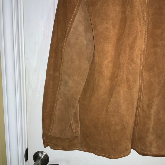 R. Sherman vintage 70’s Suede Leather jacket Sz 42 snap close flap chest pockets - Picture 6 of 10